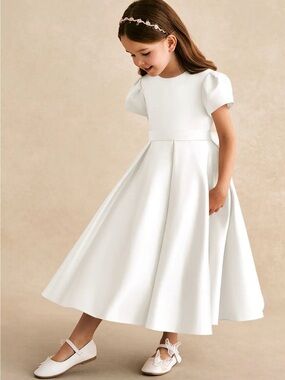 Elegant White Girls' Dress